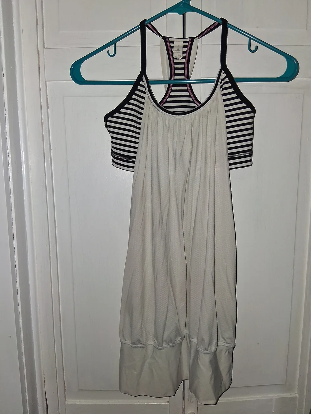 lululemon athletica White Tank with Black Stripe Shelf Bra